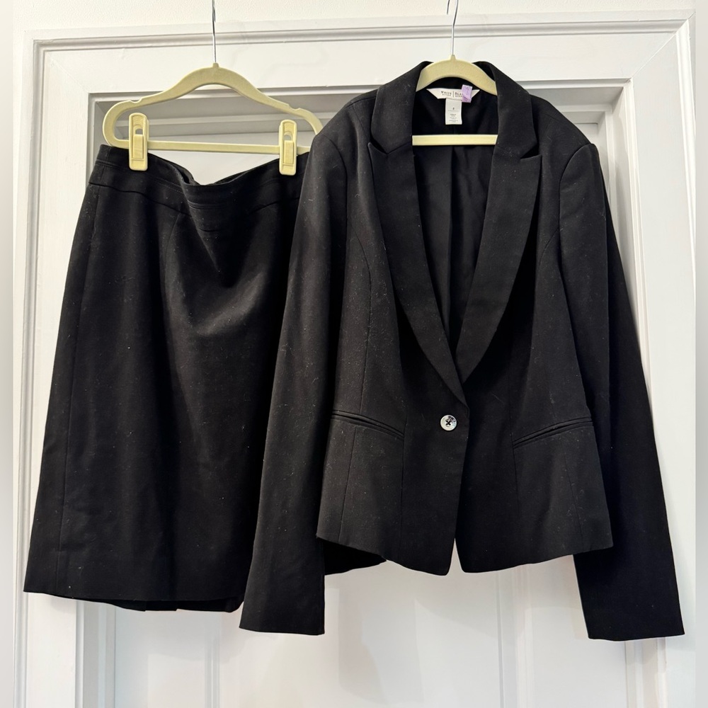 White House Black Market Black Blazer and Skirt Set
